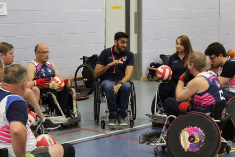 Team meeting during training