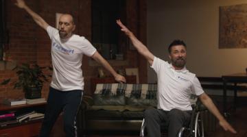 Kris and Dean in home workout routine